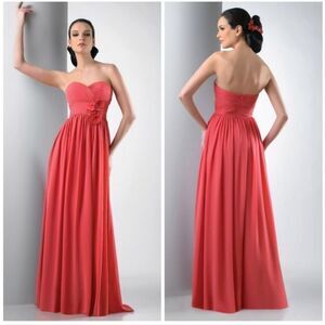 Bari Jay Strapless Coctail Maxi Dress Coral